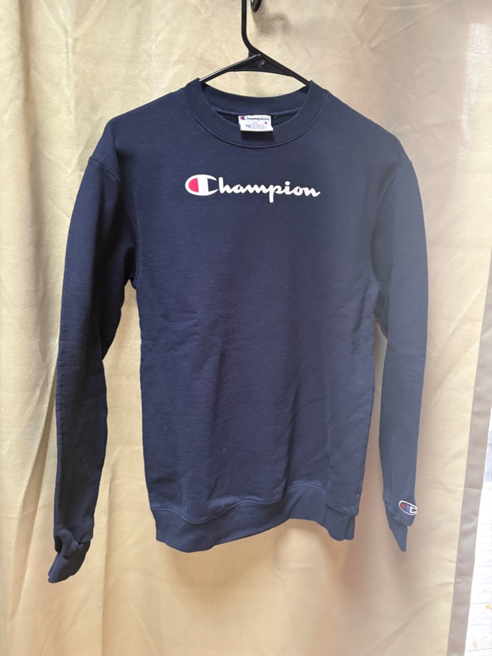 Champion Youth L Navy Crewneck Sweatshirt Classic Logo